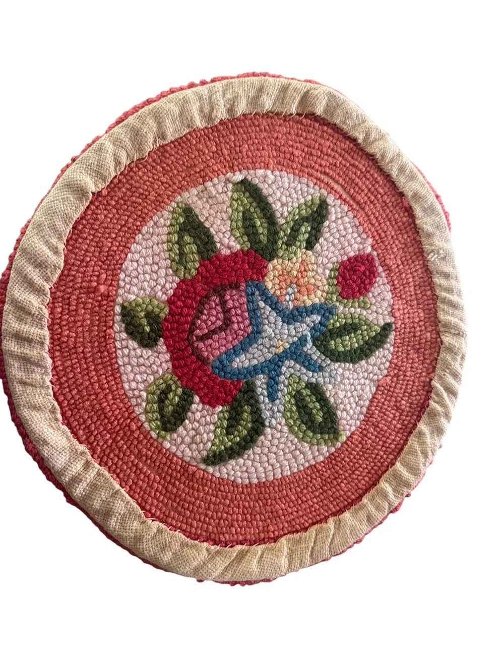Vintage Floral Hooked Chair Pads Set of 5